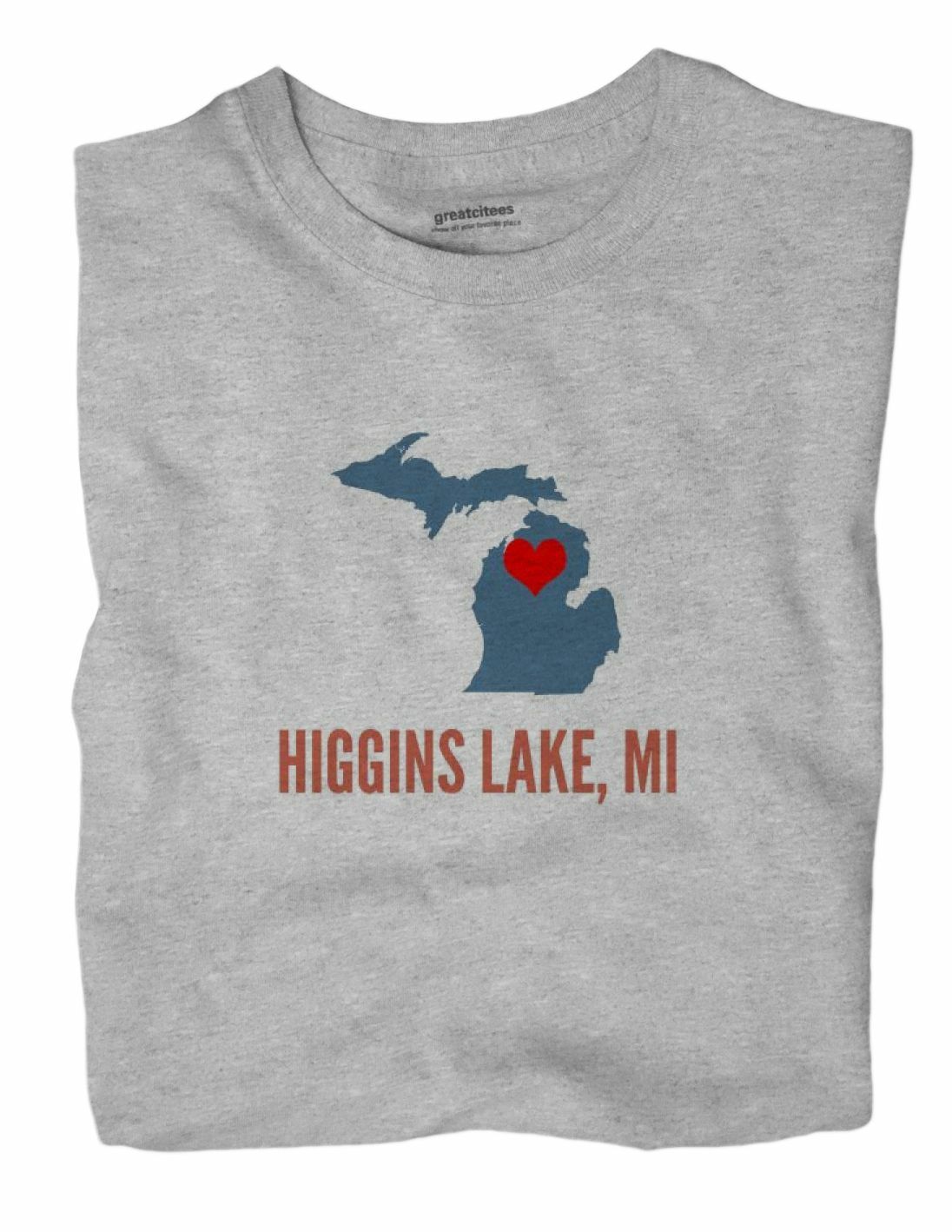 Higgins Lake Michigan MI T-Shirt HEART