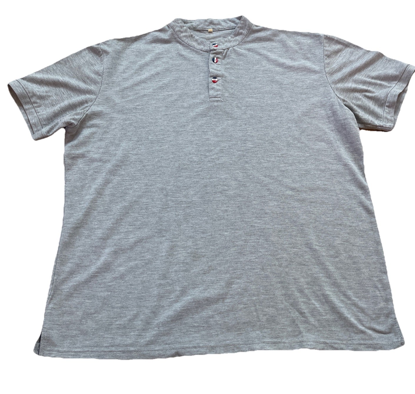Henley 3 Button Crew Neck Short Sleeve Shirt Men’s XL Gray