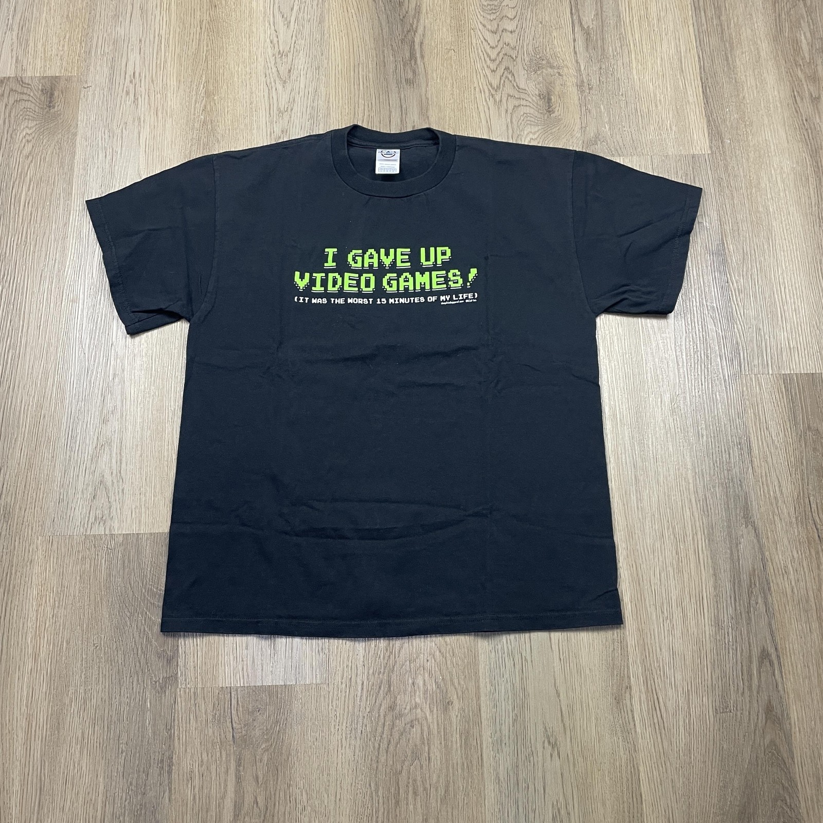 Vintage Shirt Mens Large Black I Gave Up Video Games Funny Graphic Gamer T-Shirt