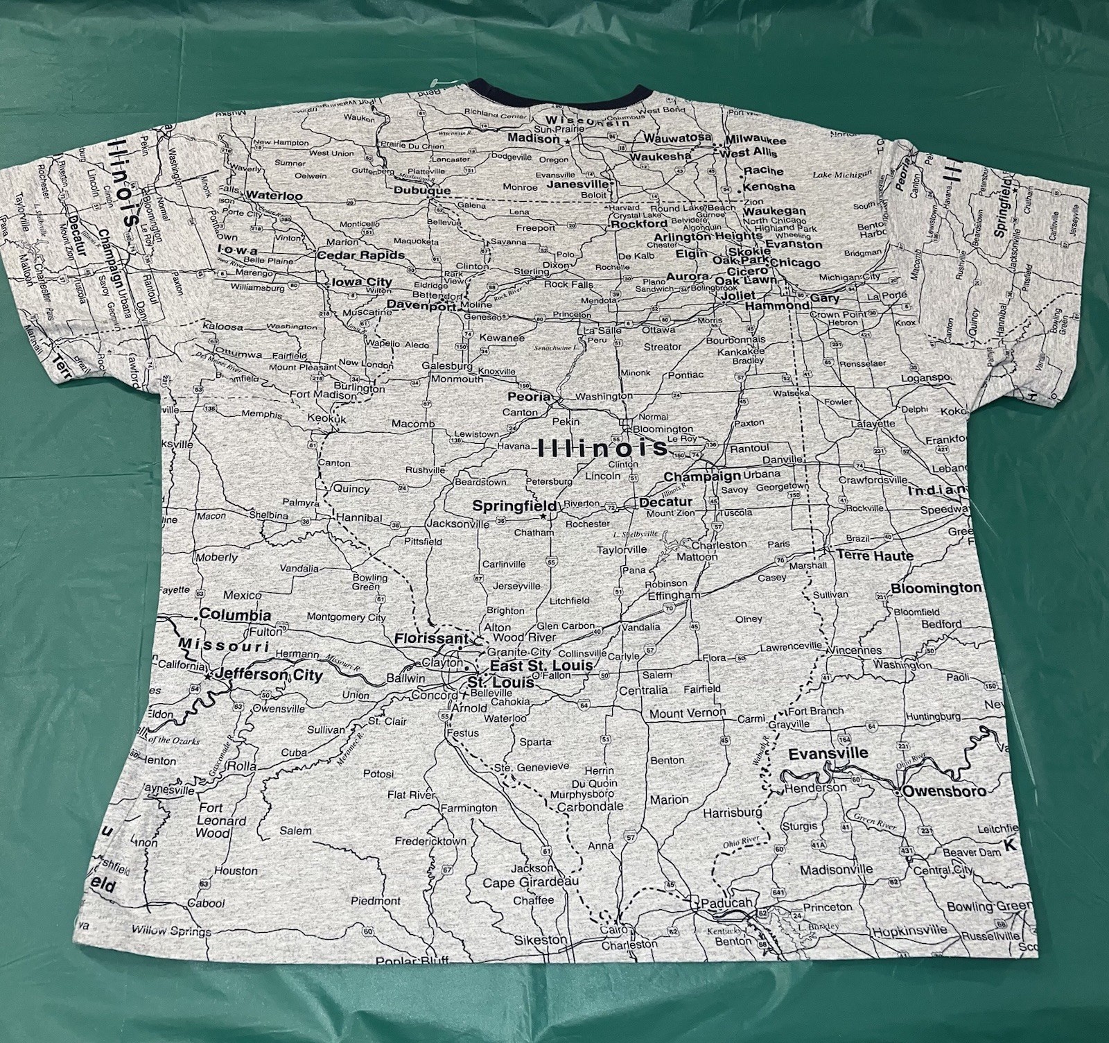Vintage Illinois Home Sweet Home State Map Double Sided AOP T-Shirt Size XXL