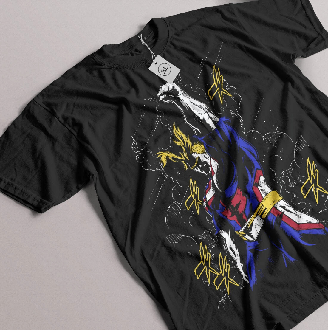 Anime My Hero Academia All Might Victory Graphic Black T-Shirt All Size
