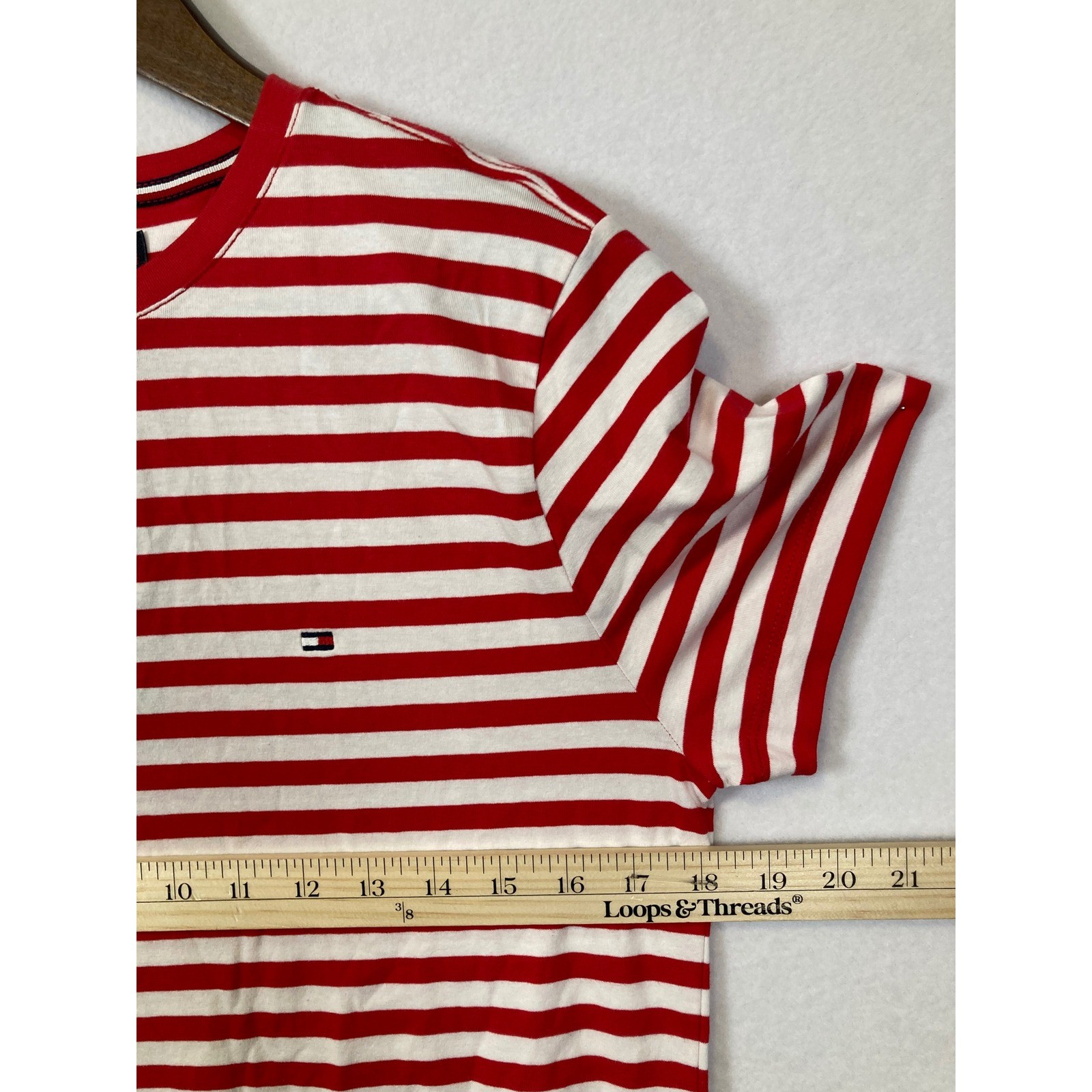 Tommy Hilfiger Mens Extra Slim Fit Striped T-Shirt Red White NWT Small
