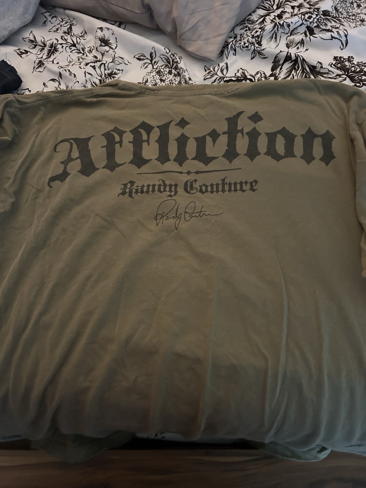 Affliction Men’s Graphic Randy couture Logo T-Shirt Green 2XL Regular Fit