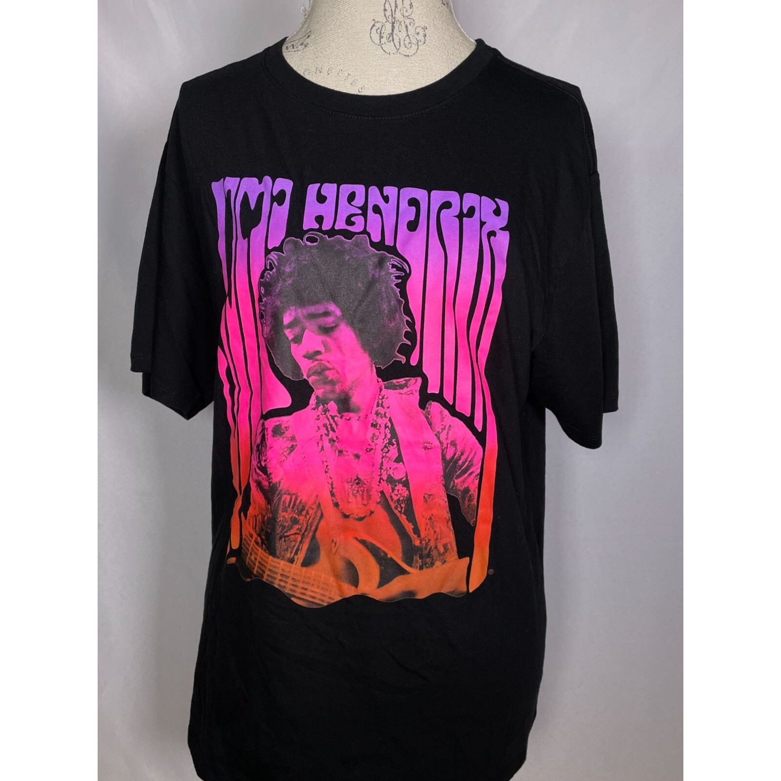 Jimi Hendrix Authentic Guitar Black T-Shirt Women&rsquo;s XL