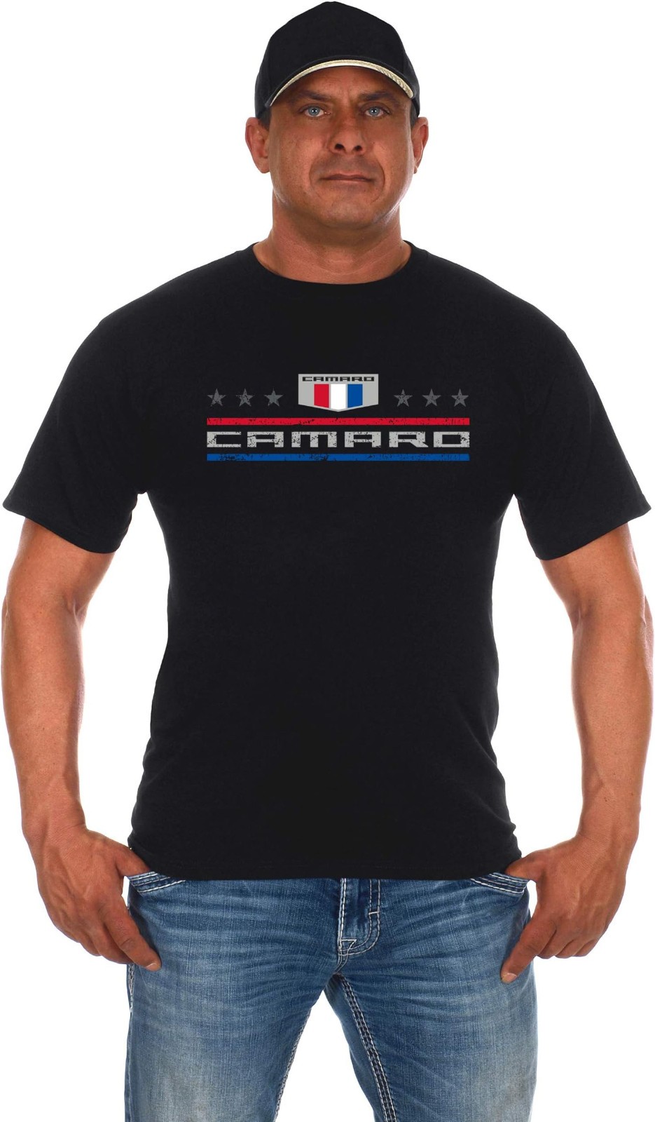 JH Design Men&rsquo;s Chevy Camaro T-Shirt Stars & Bars Shirt