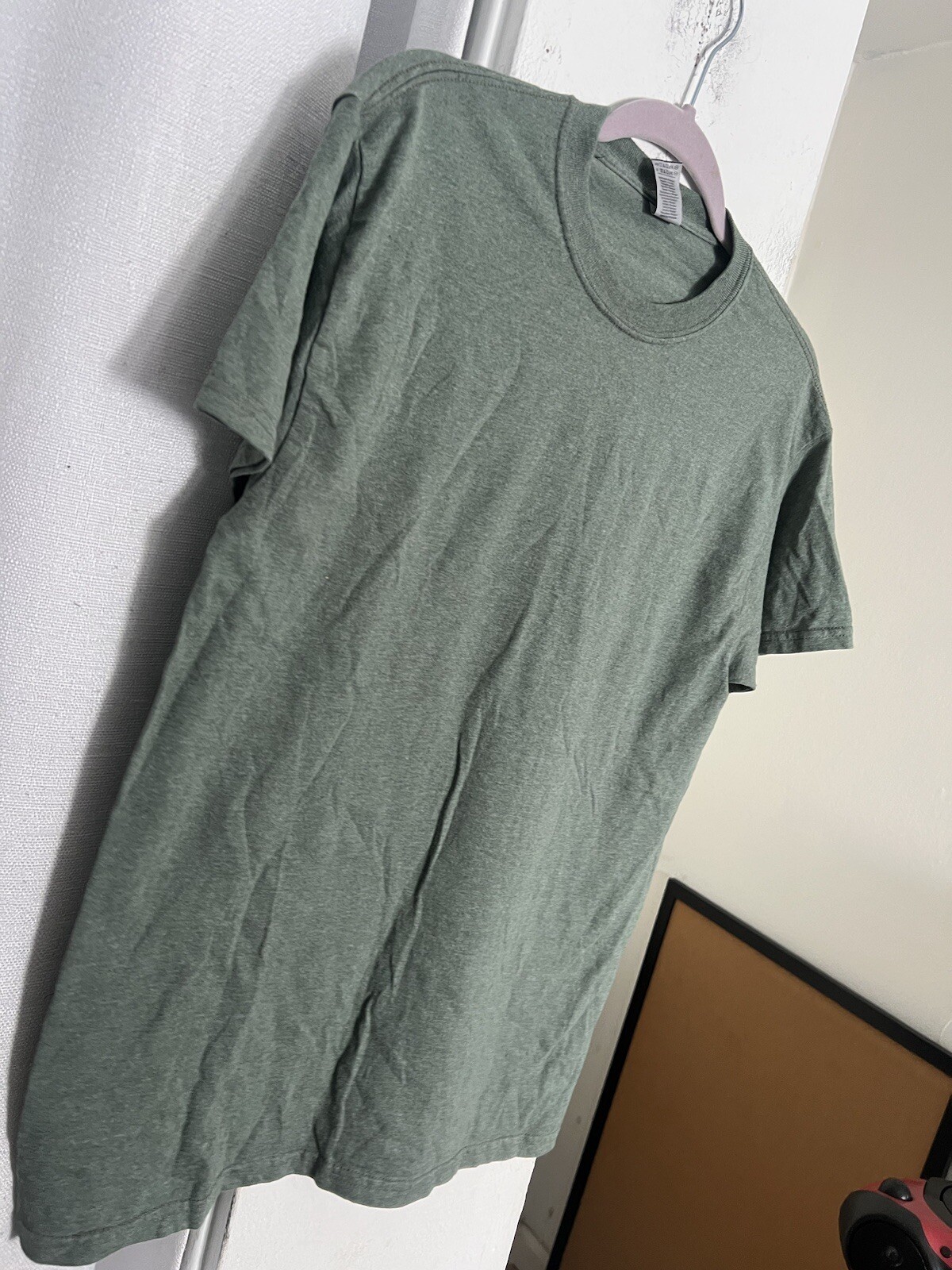 Gildan Men Crewneck Shirt Size Medium Green Short Sleeve Cotton Blend