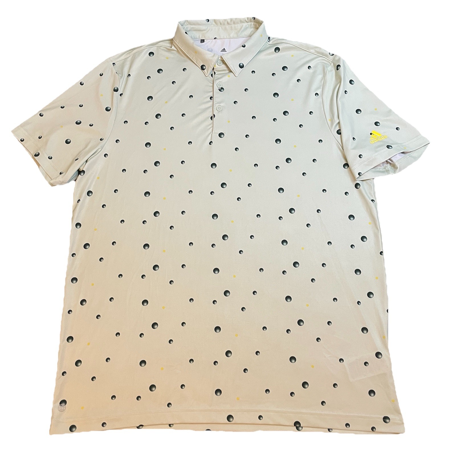 Adidas Golf Polo T-Shirt Men’s Large Balls Polka Dot All Over Print Lightweight