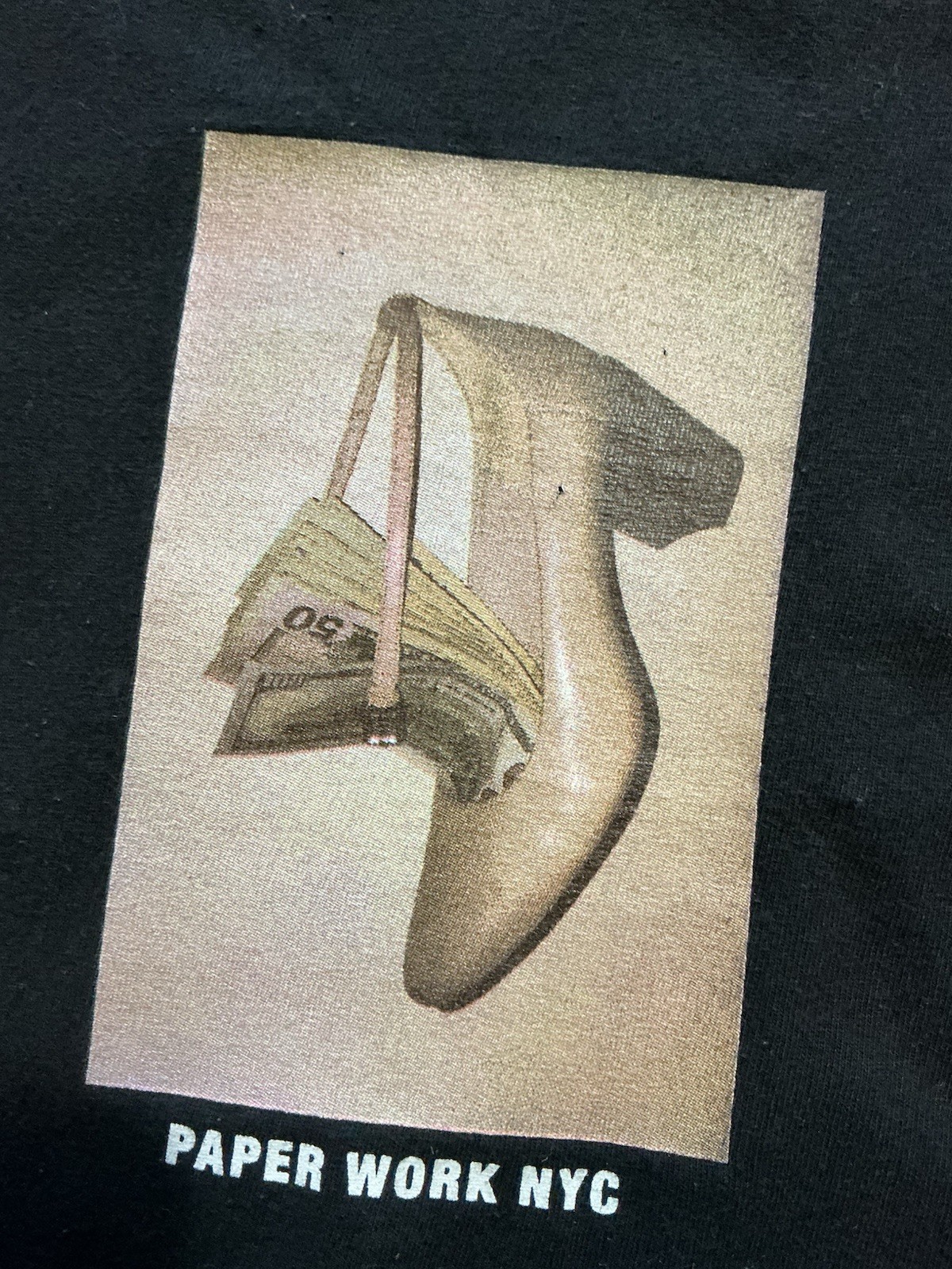 PWNYC Paper Work NYC Heels Money Don’t Stay In Touch Graphic L/S T-Shirt Sz. L