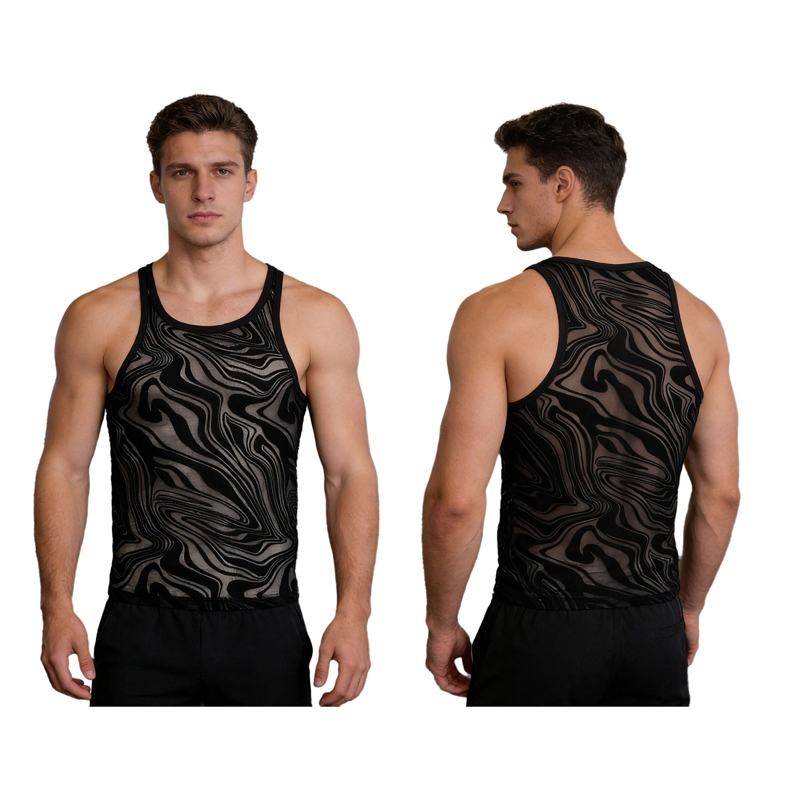 Men&rsquo;s Tank Top Daily Wear Shirts Vacation T-Shirt Gym Undershirts Fitness Mesh