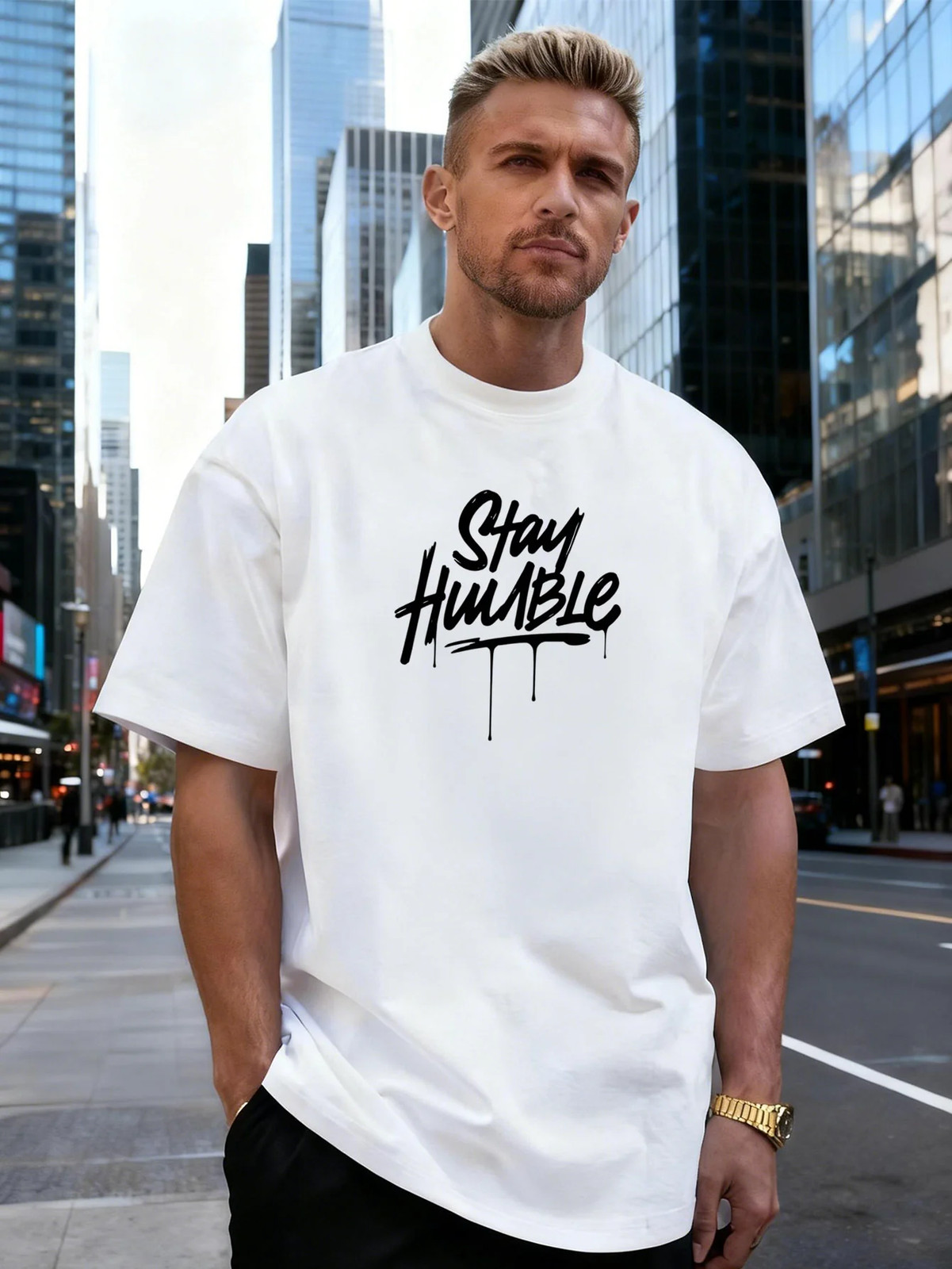 Letter Graphic 100% Cotton Men&rsquo;s T-Shirt, Suitable for Daily Streetwear