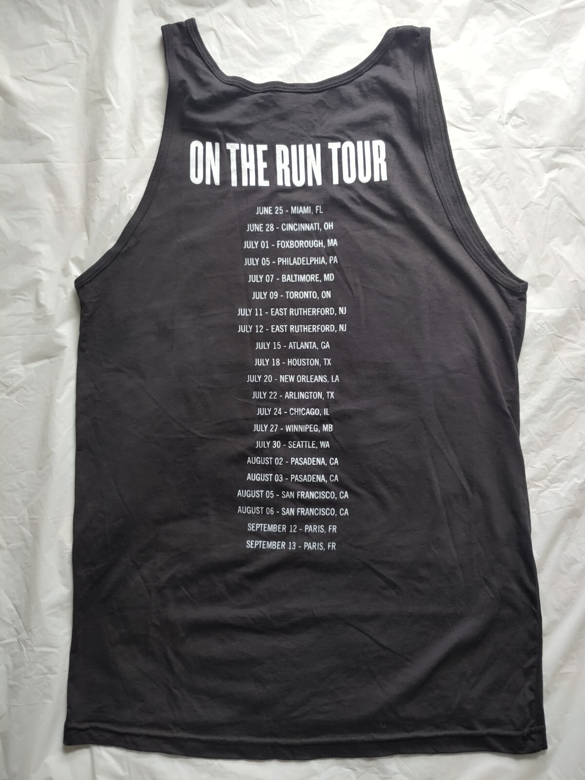 Jay Z + Beyoncé On The Run Concert Tour 2014 Tank Top T-Shirt – Size Large / L