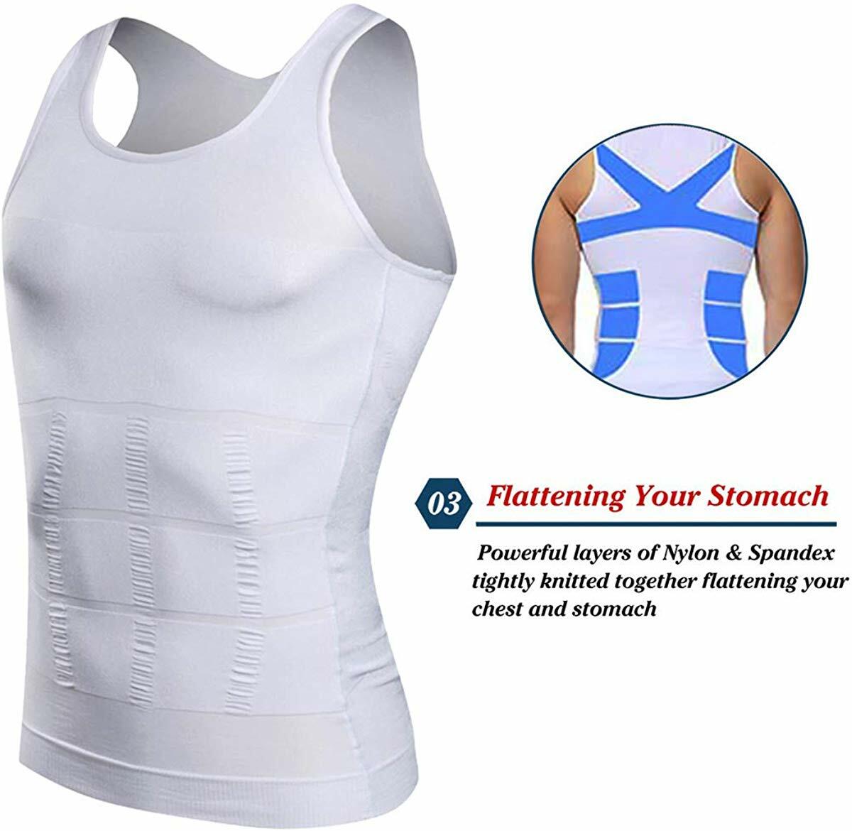 MEN SLIMMING BODY SHAPER BELLY TUMMY CONTROL COMPRESSION VEST SHIRT UNDERWEAR UK