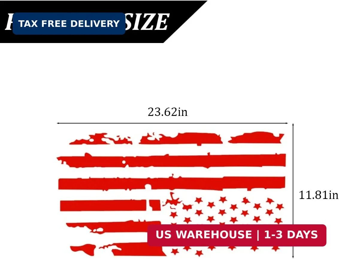 23.6 »x11.8 » Distressed American Flag Sticker for Car Door, Graphic USA US Flag