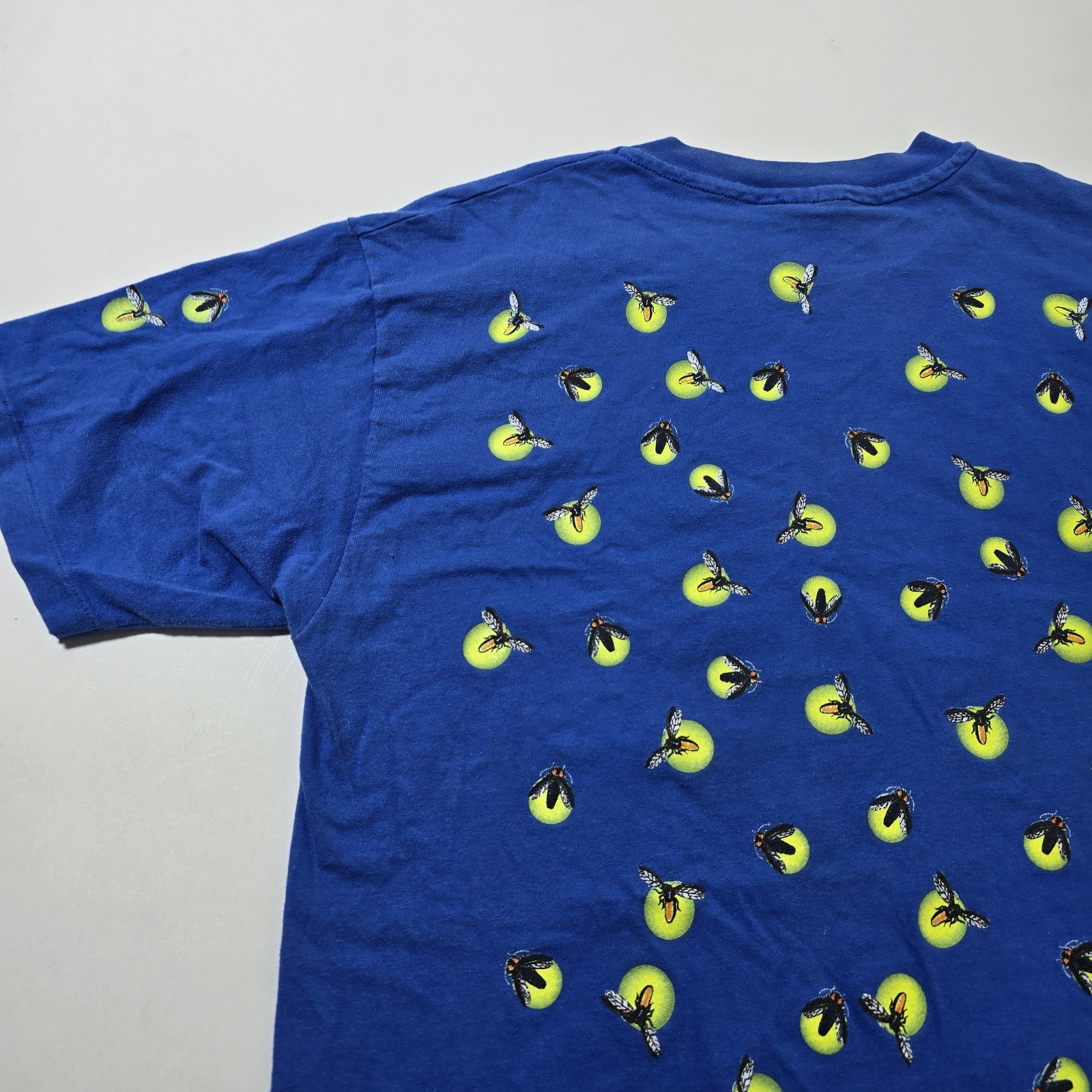 VTG 90s Dan Gilbert Fireflies Glow In The Dark AOP Men’s Blue T-Shirt Size Large