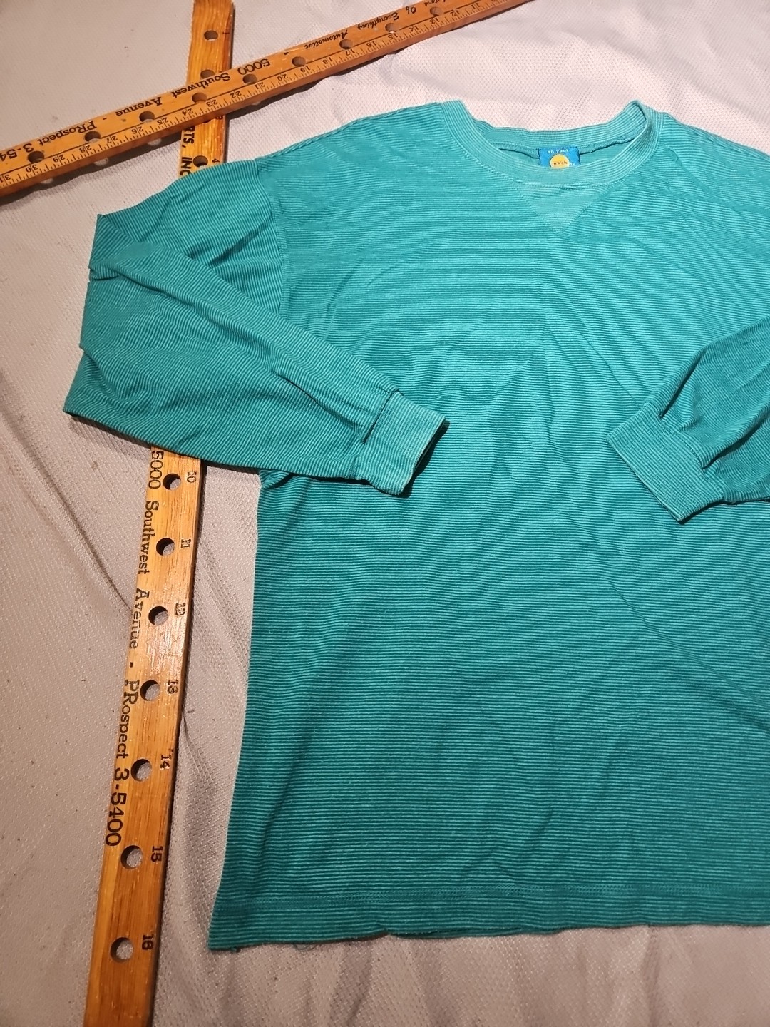 Vintage On Your Mark Shirt Mens XL Blue Teal Striped Preppy Casual Normcore Tee