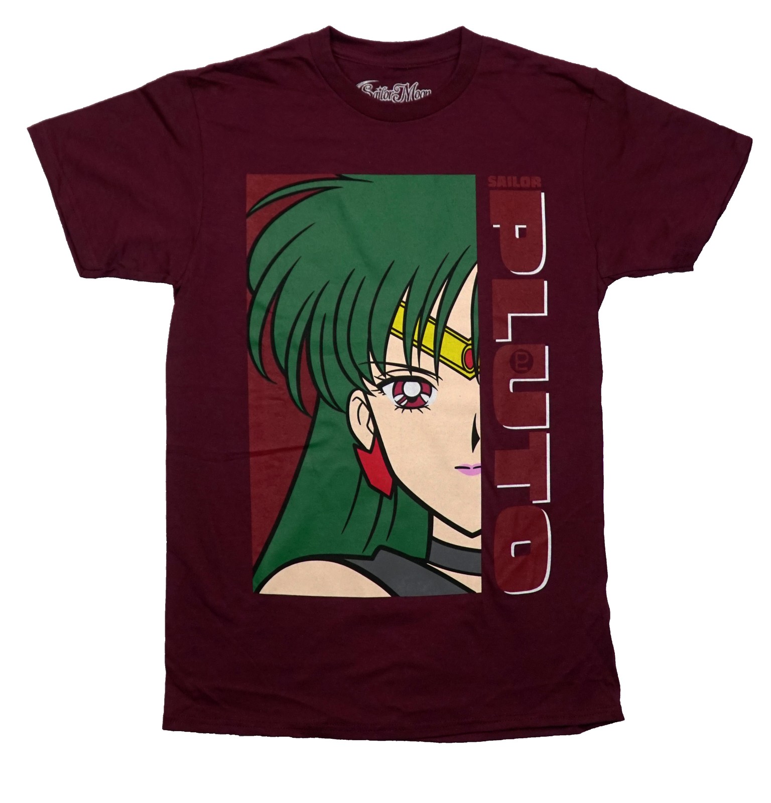 Sailor Moon New Adult T-Shirt -Sailor Pluto Large Face & Name Image