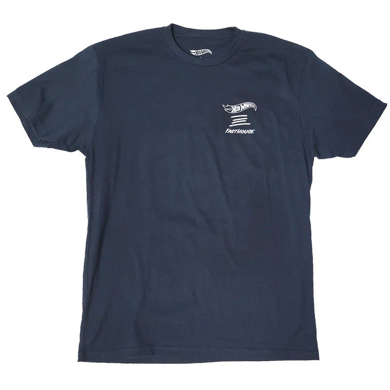 Fasthouse Hot Wheels Full Tilt Midweight Tee Navy Blue Graphic T-Shirt Size XXL