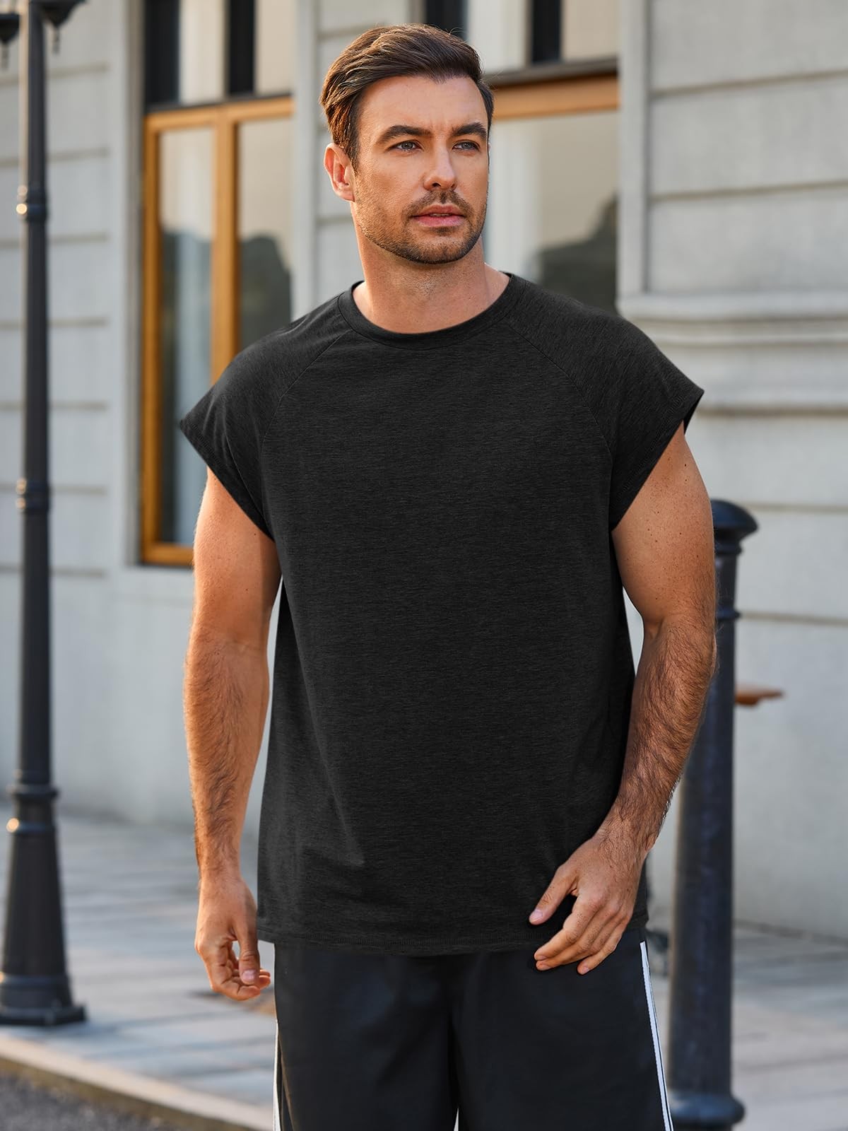 Mens Tank Tops Workout Muscle Gym Athletic T-Shirts Casual Cap Sleeve Summer …