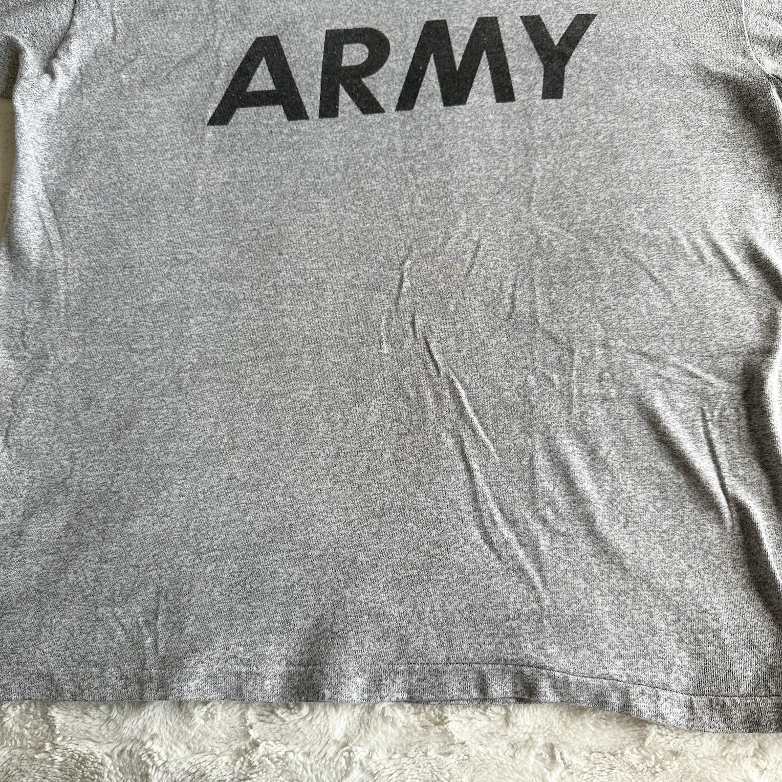 Vintage Champion Army Shirt Tee Mens Large Gray Military Single Stitch 80s USA