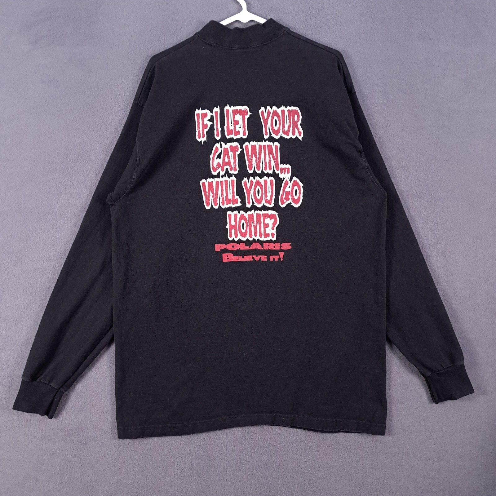 Vintage Polaris T Shirt Mens XXL Black If I Let Your Cat Win Will You Go Home?