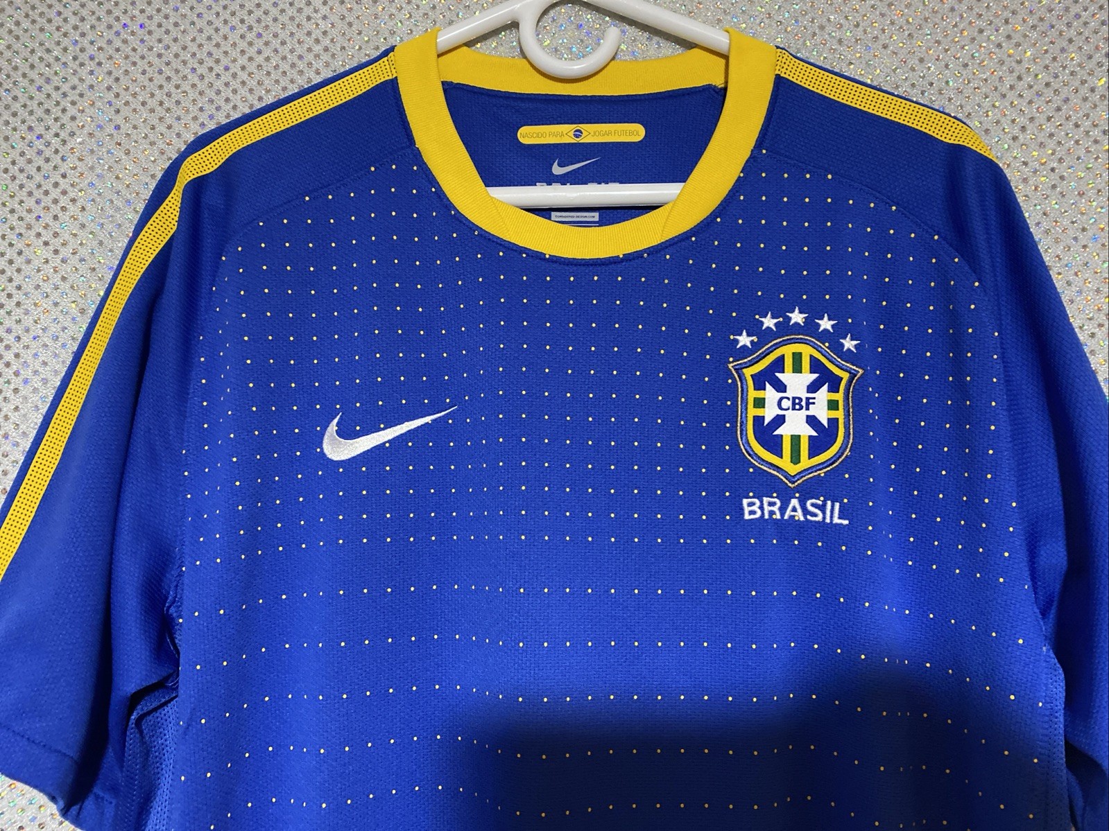 Nike Brasil Drifit CBF Logo Athletic Football T Shirt Size XL