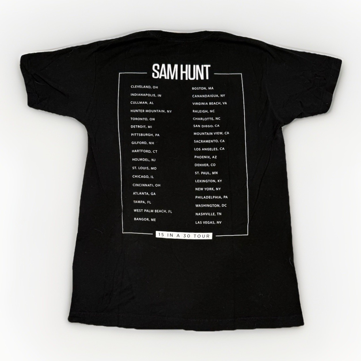 Sam Hunt 15 In A 30 Concert Tour T Shirt Black Size Medium