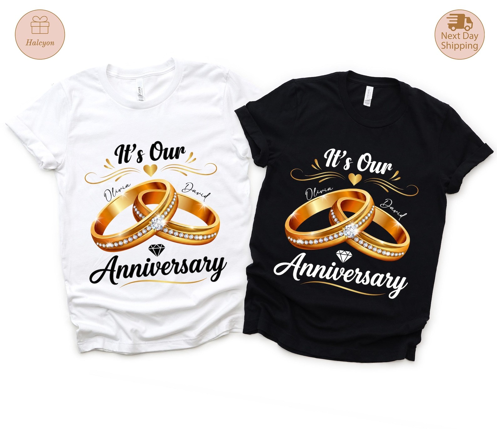 Custom It&rsquo;s Our Anniversary Shirt, Personalized Wedding Ring Gift for Couple