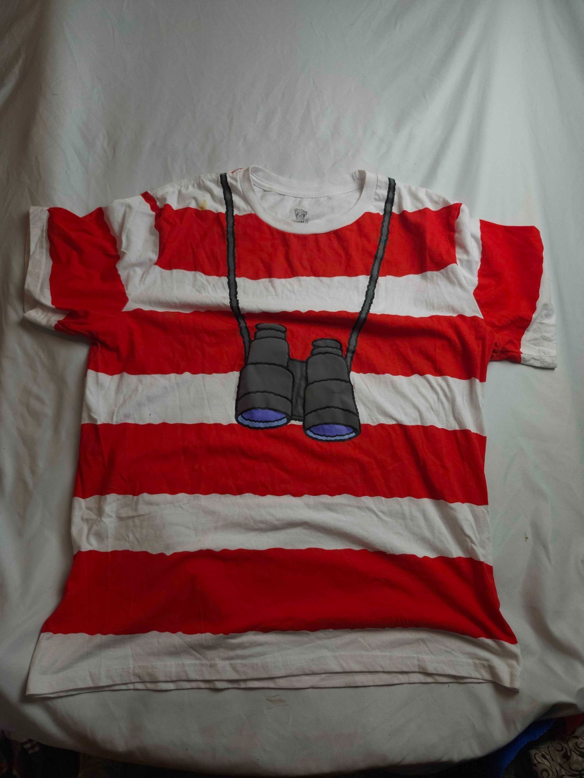 Where&rsquo;s Waldo Binoculars Costume Shirt Mens XL Striped DreamWorks Nerdy Kidcore