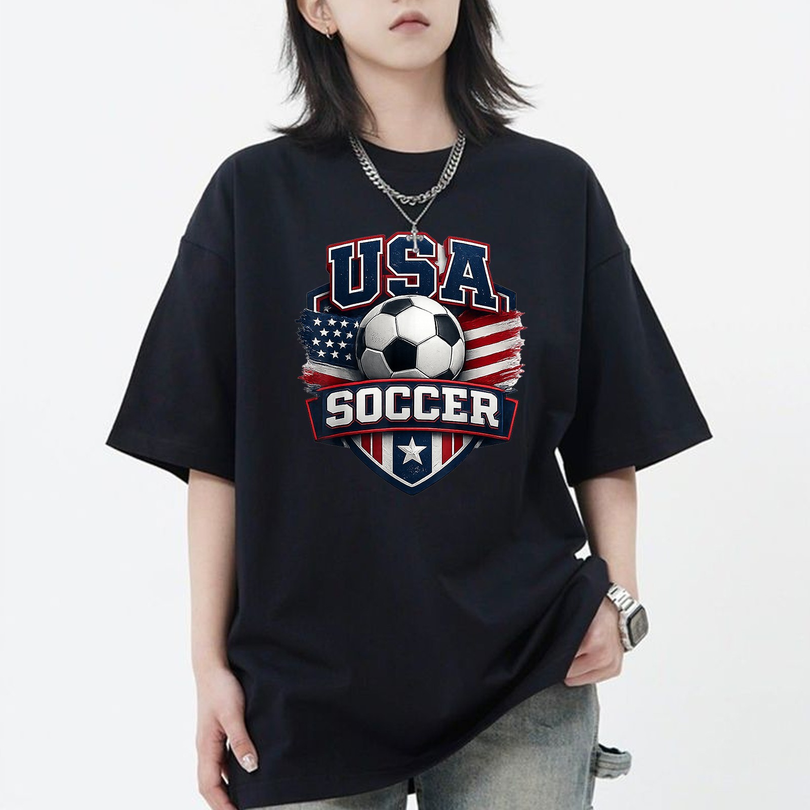 USA Soccer Football Shield Soccer Fan Supporter TShirt – S to 5XL