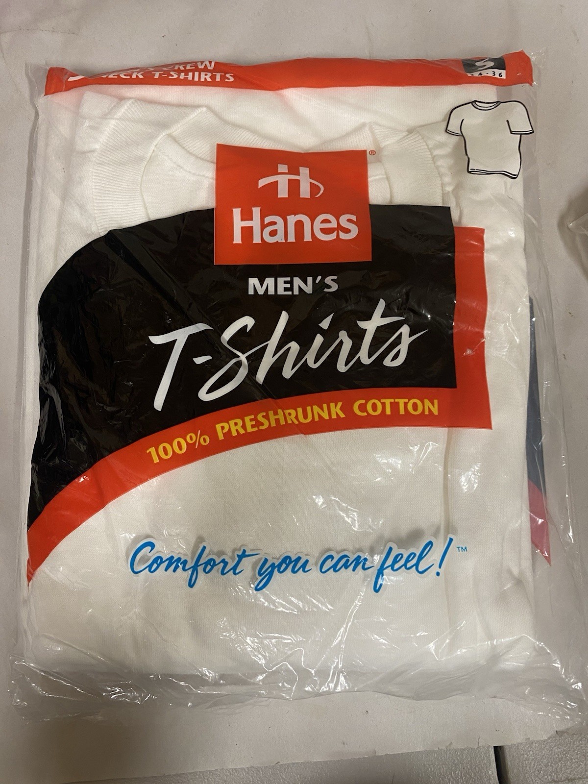 Vintage 1997 Hanes T Shirts Sealed NOS 3 Pack Small 34-36 White Cotton USA 3PC