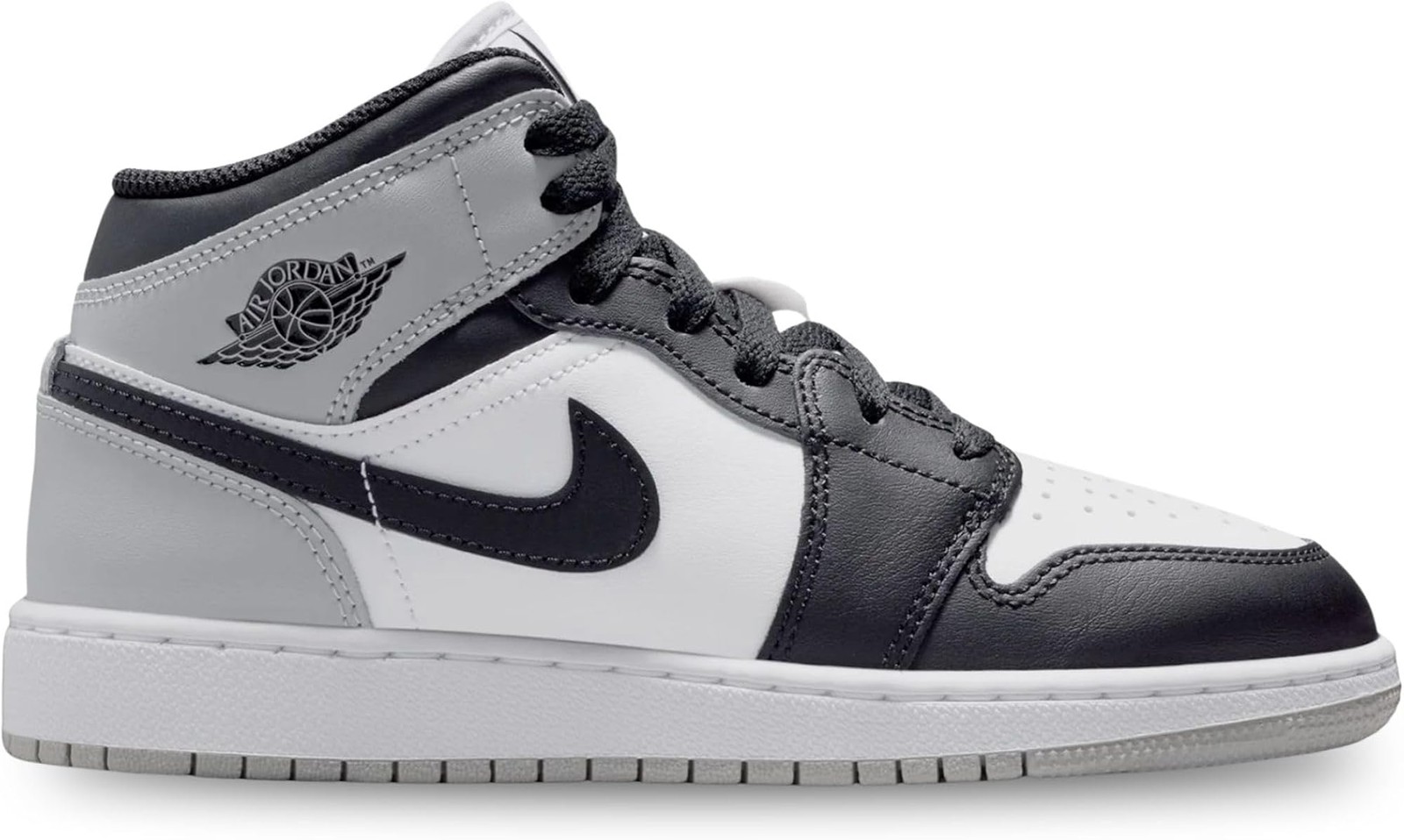 AIR JORDAN 1 MID (GS) « WHITE/BLACK-LT SMOKE GREY » – White/Light Smoke Grey/Black