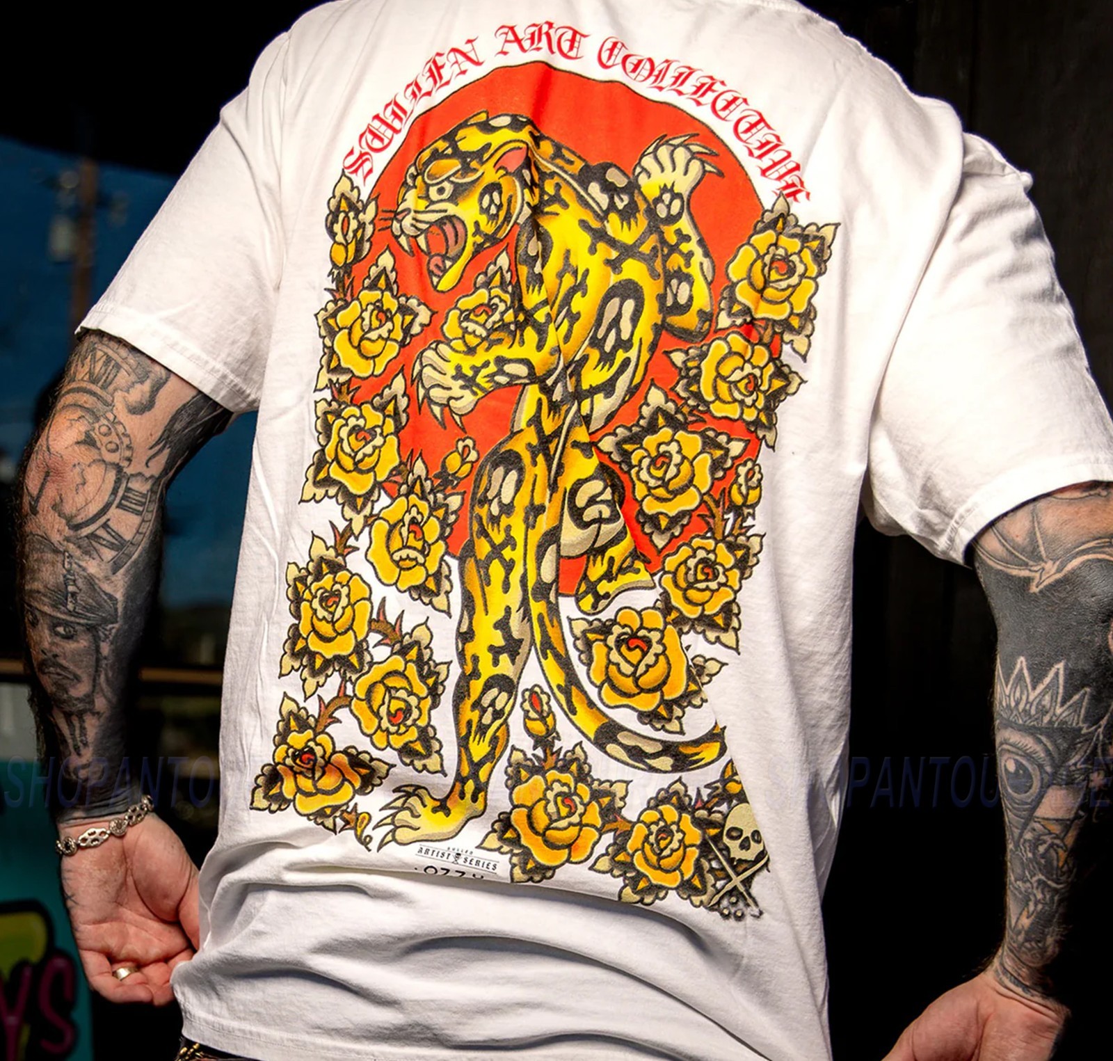 Sullen Art Collective Skull Leopard Premium SCM7976 Short Sleeve T-shirt For Men