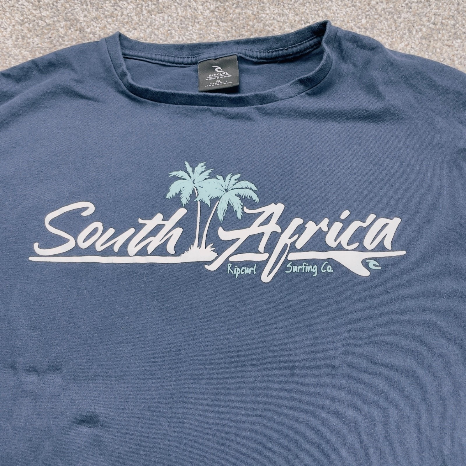 Rip Curl Mens South Africa Surfing Co Long Sleeve Graphic T-Shirt Navy Blue 2XL