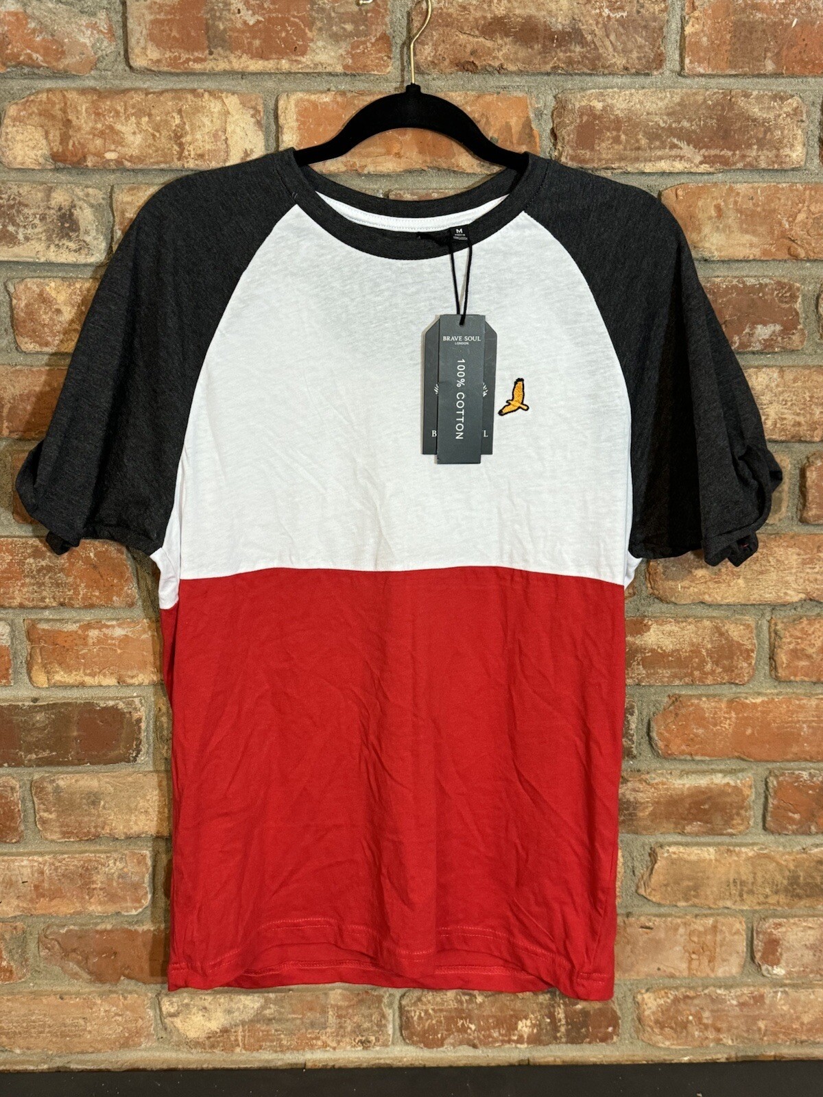 Brave Soul London Men’s Tri-color T-shirt Sz M Red Gray White New With Tags