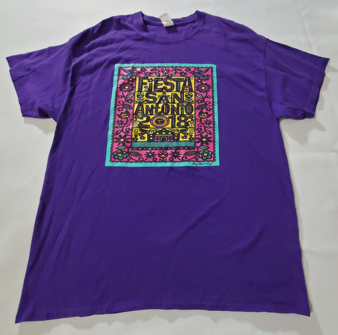 Fiesta San Antonio Texas 2018 Annual Festival T Shirt Size XL Purple Cotton