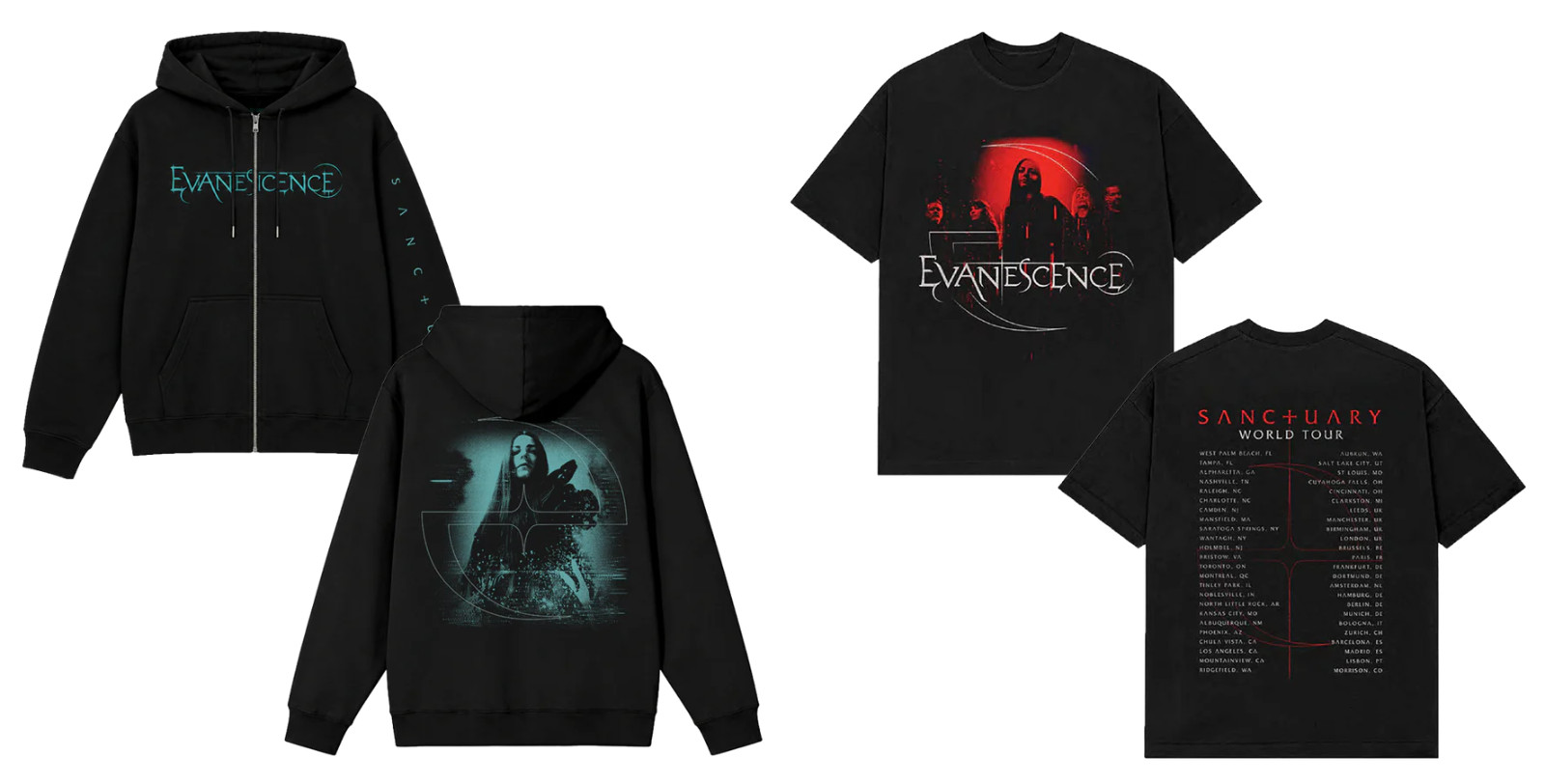 Unisex Evanescence Sanctuary World Tour 2026 Merch Tee, Hoodie, T-Shirt Reprint