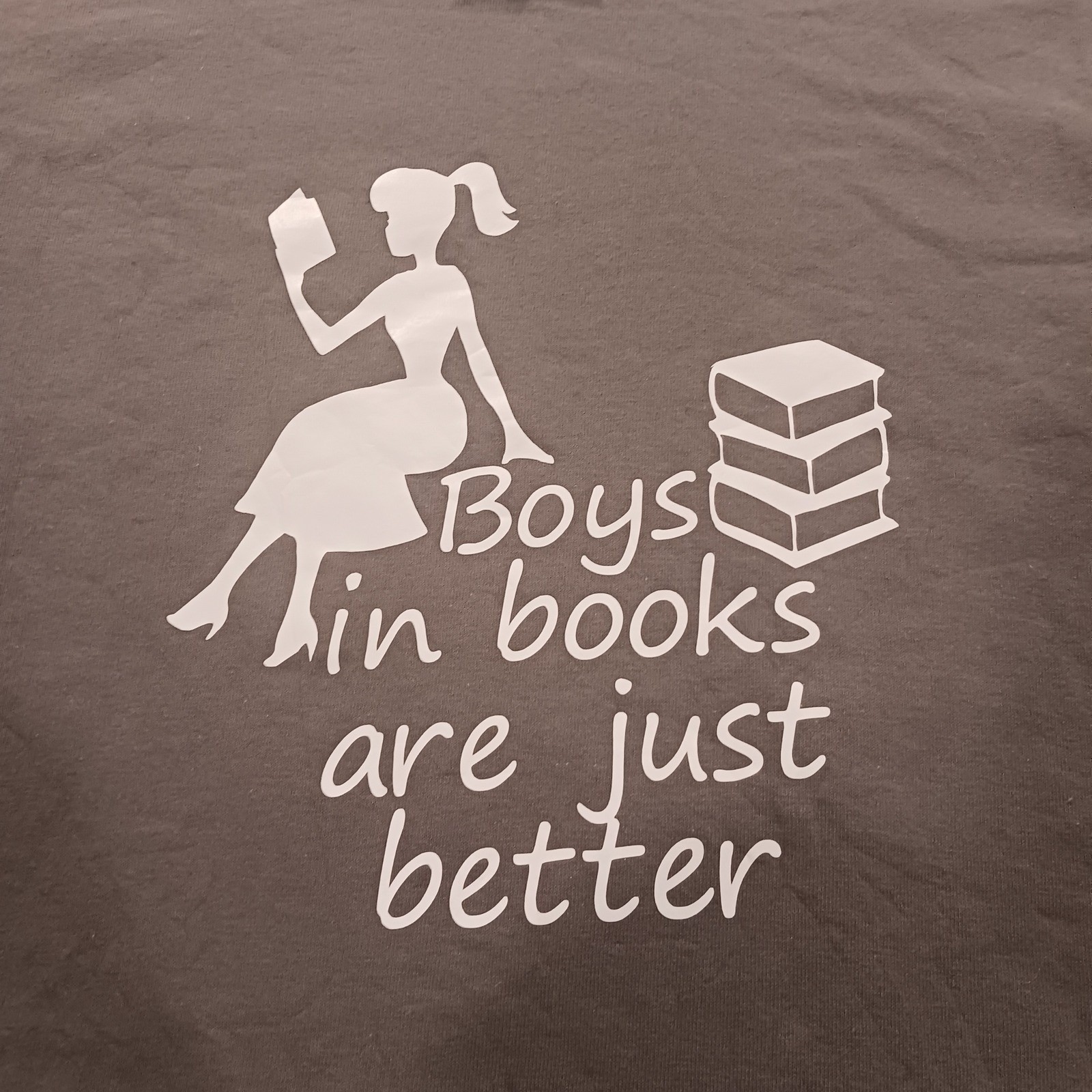 Boys In Books Are Just Better Graphic T-Shirt Charcoal Gray Mens Medium Tee