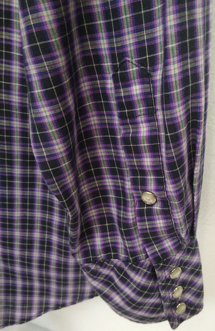 MILLER WESTERN WEAR Stud Snap Close Lg Sleeve, 3 snap cuff SZ161/2-34 BLUE PLAID