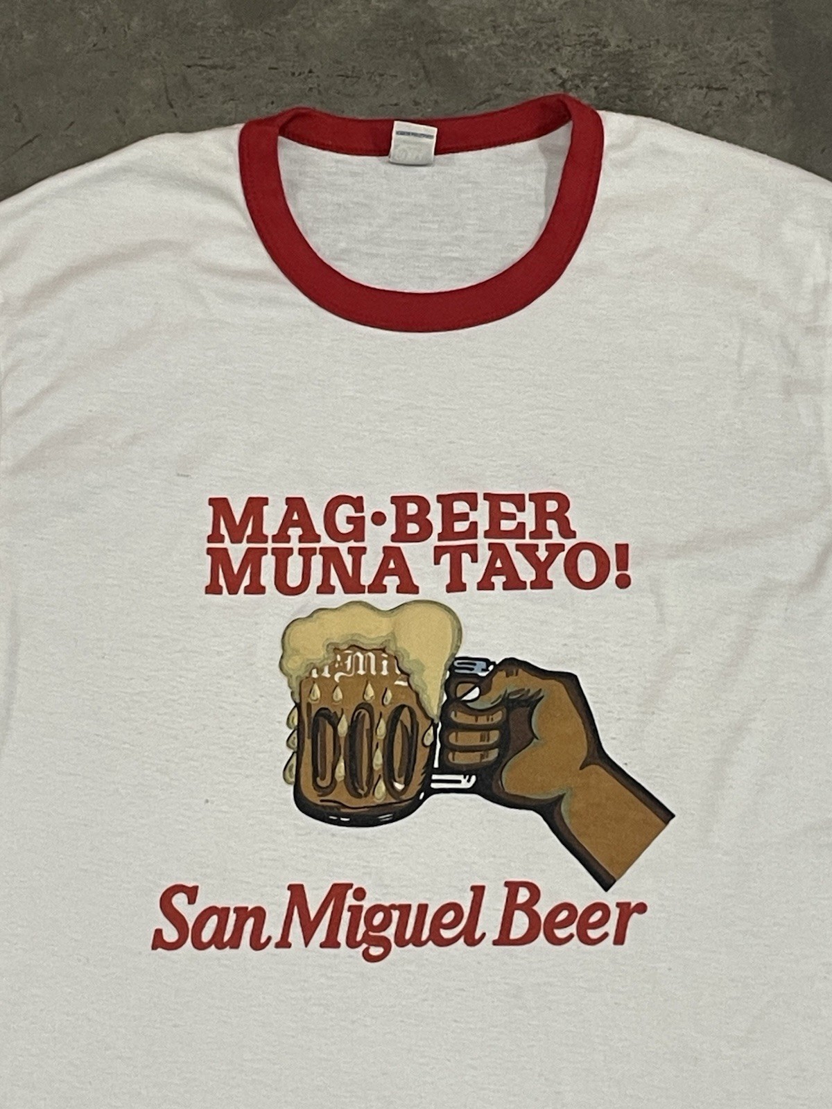 Vintage Mag Beer Muna Tayo San Miguel Beer Tagalog Philippines Ringer Tee Large