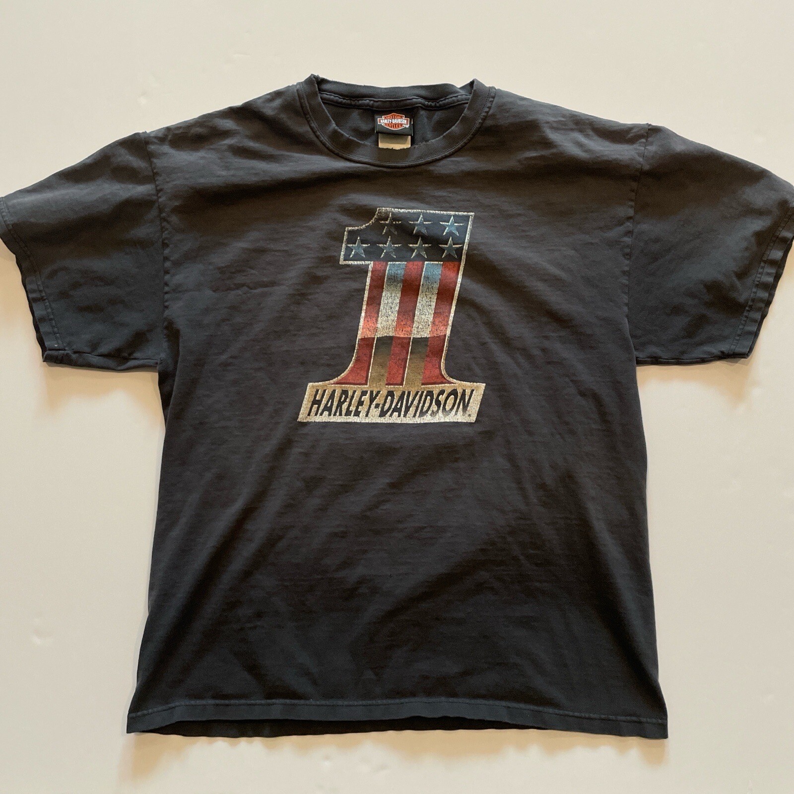 Distressed Empire H-D Harley Davidson New Rochelle 1 Tee Large 20.5×26.5