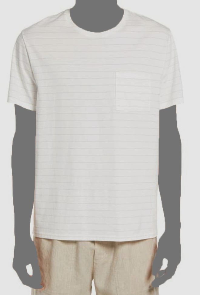 $126 Vince Men&rsquo;s Beige Striped Cotton Crewneck T-Shirt Size L