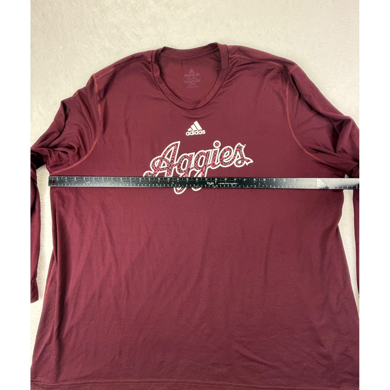 Adidas Mens Aggies Creator Tee Maroon Long Sleeve Performance Shirt 4XL NCAA