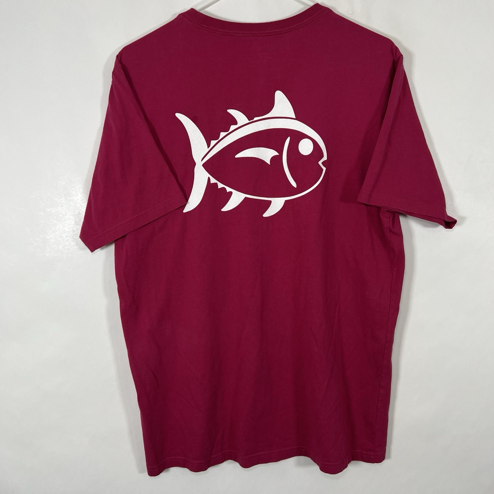 Southern Tide T Shirt Mens Medium Maroon Red Pocket Double Sided Short Sleeve