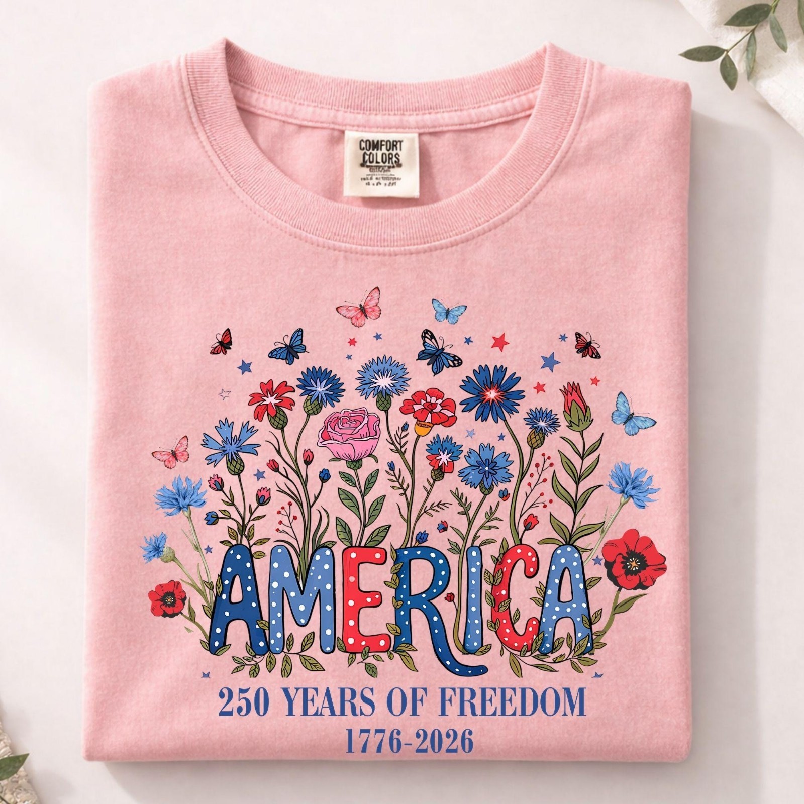 America 250 Wildflower Shirt Floral Independence Day Comfort Colors Tee