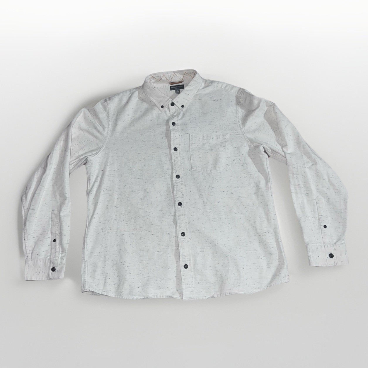LL Bean Signature T Shirt Mens Large Gray Cotton Long Sleeve Henley White Warm