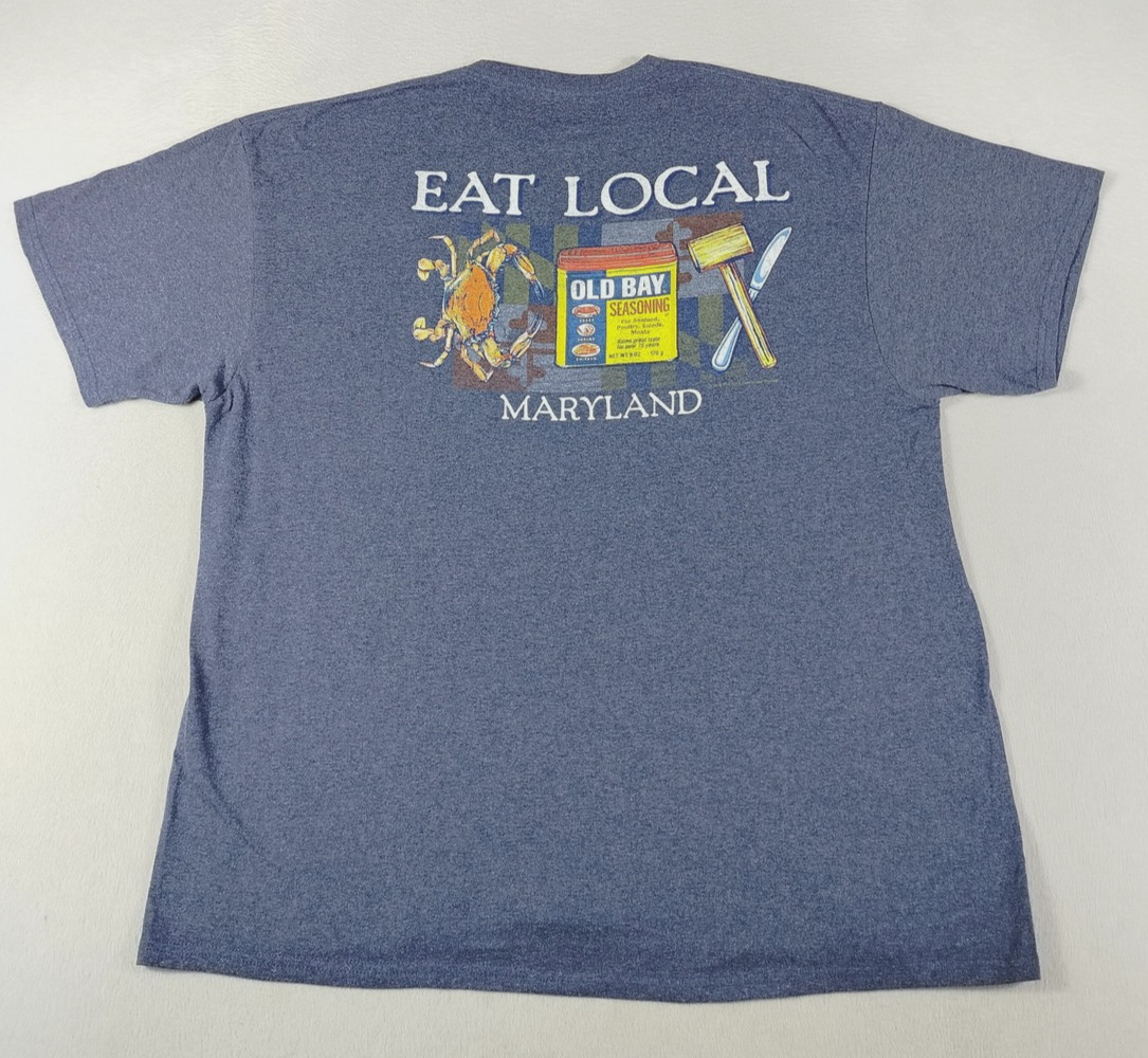 Maryland My Maryland Shirt Mens 2XL Blue Old Bay Eat Local Graphic Tee Maryland