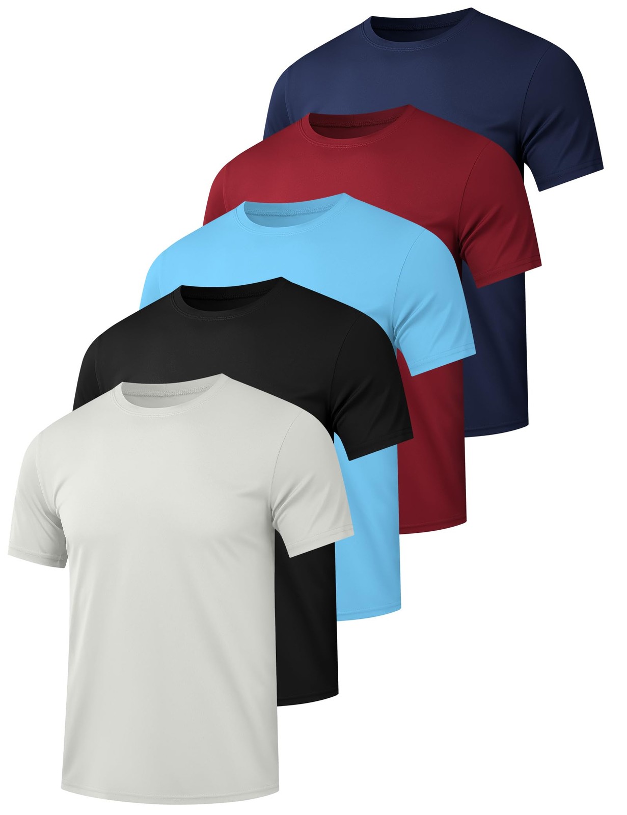 5 Pack Men&rsquo;s Dry Fit Workout Gym T Shirts, Short Sleeve Active Running Athlet…