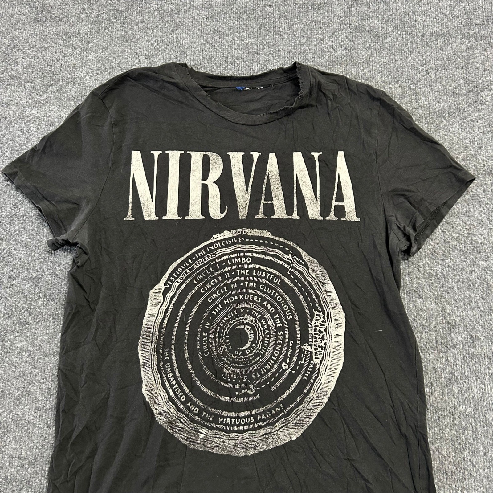 Nirvana T-Shirt Mens Size S Black Dante&rsquo;s Inferno Circles Distressed Rock Band