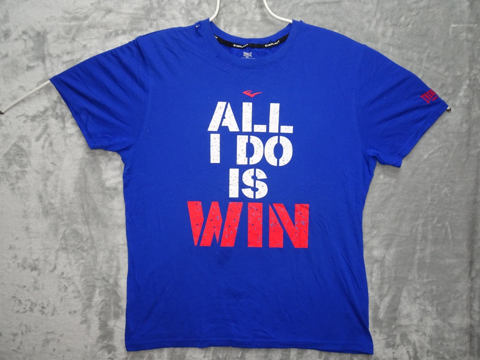 Everlast “All I Do Is Win” Men’s T-Shirt Blue Red White Graphic Large Boxing