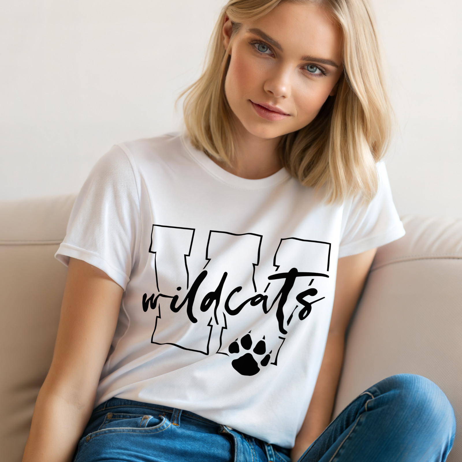 Wildcats T-Shirt School Spirit Paw Print Graphic Tee Sports Team Fan Shirt A25